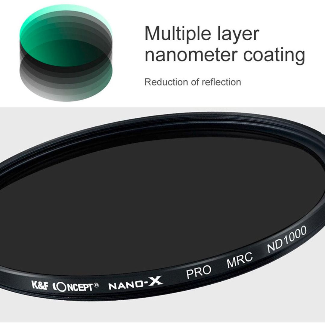 K&F Concept 86mm Nano-X Fixed ND1000 Filter, HD, Waterproof, Anti Scratch, Green Coated KF01.1368 - 4