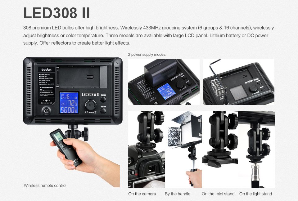 Godox LED 308C II 3200-5500K bi-color - 2