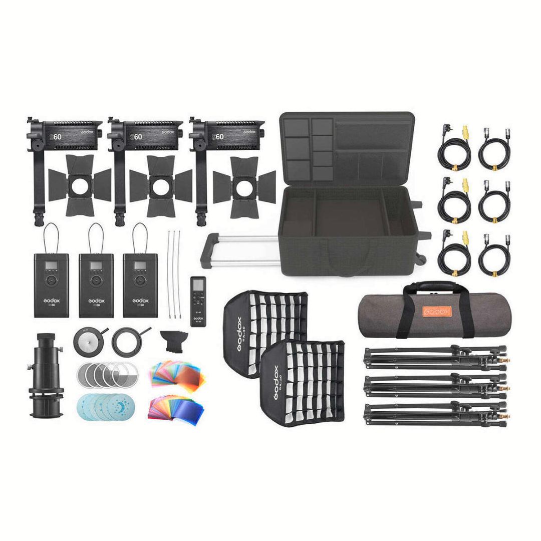 Godox S60 LED Focusing Light 3-Light Kit - 1