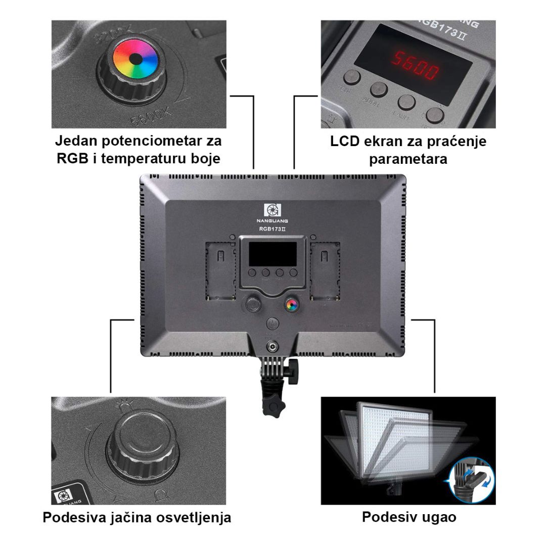 Nanguang RGB-173 II Bi-Color LED Light 3200K-5600K - 2
