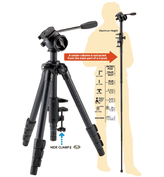 Velbon SUB-65 Tripod/Monopod/Hide Clamp Set - 2